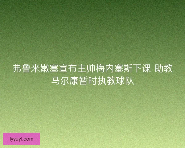 弗鲁米嫩塞宣布主帅梅内塞斯下课 助教马尔康暂时执教球队