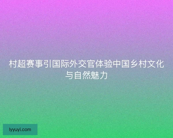 村超赛事引国际外交官体验中国乡村文化与自然魅力
