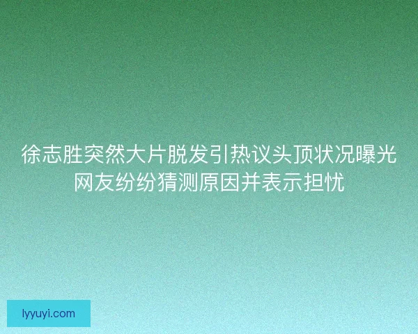 徐志胜突然大片脱发引热议头顶状况曝光网友纷纷猜测原因并表示担忧